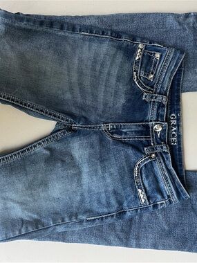 Grace in LA Blue Faded Straight-Leg Jeans